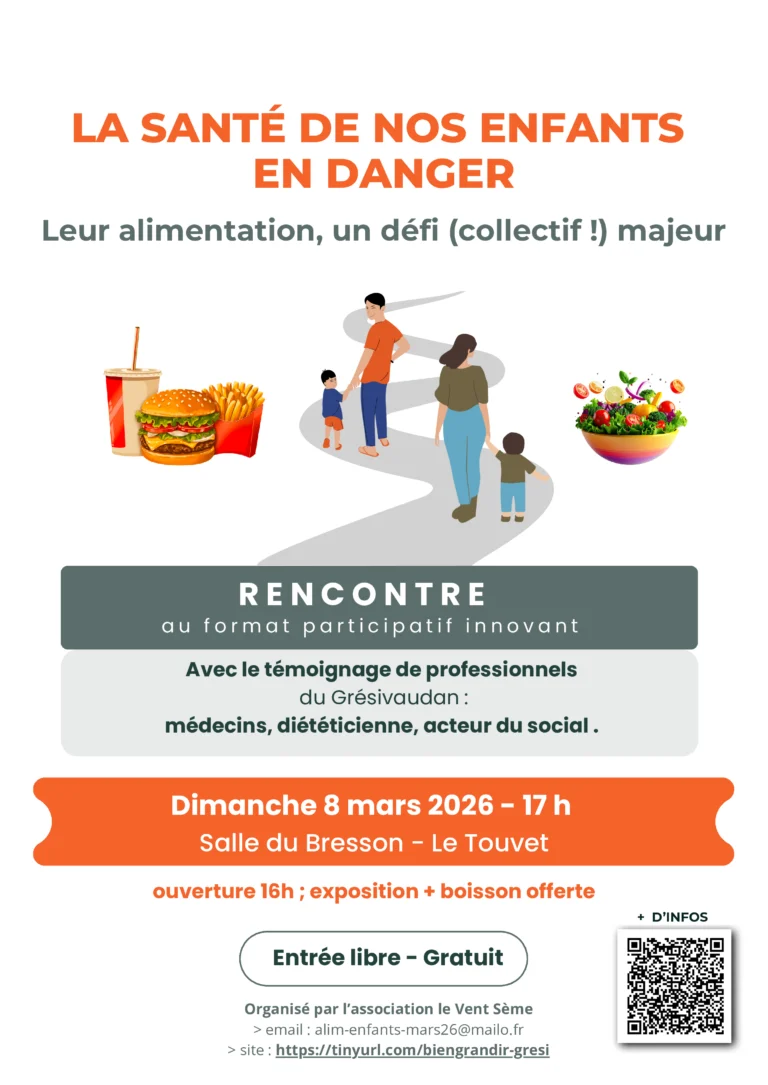 Rencontre participative sur l’alimentation des enfants avec des professionnels de santé Dimanche 8 mars 2026 au Touvet