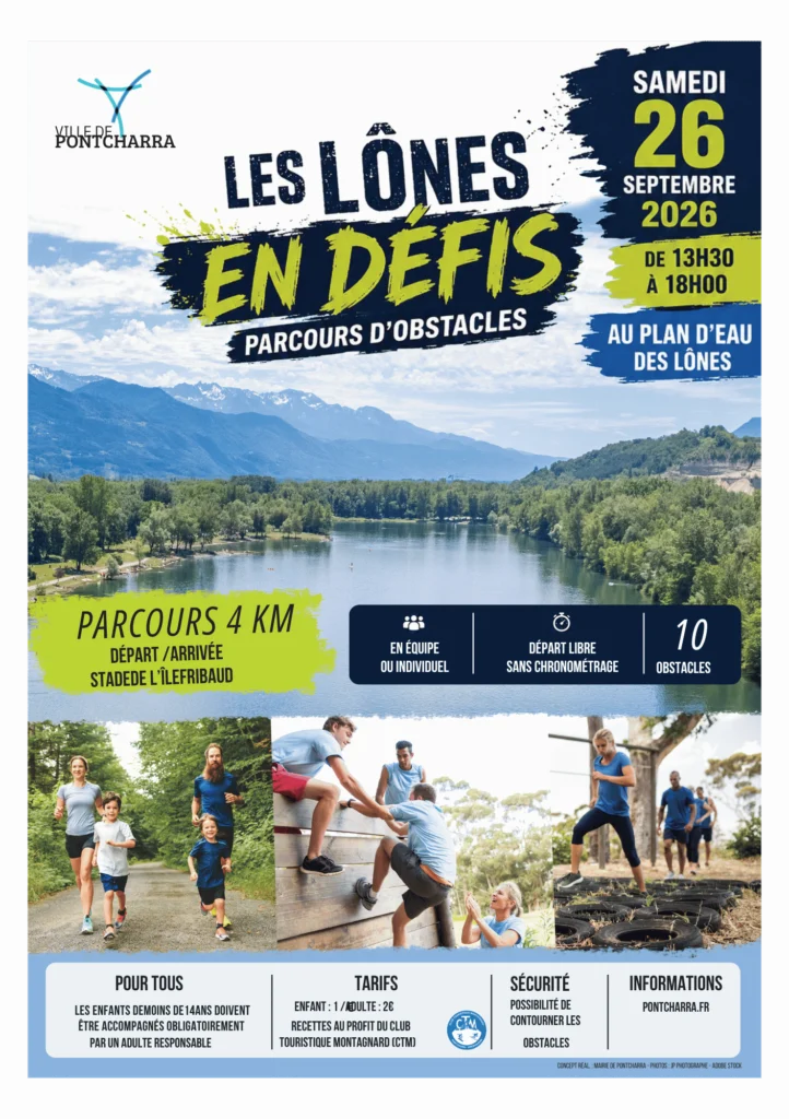 Évènement « Les Lônes en Défis », un parcours d'obstacles festif et convivial organisé au Plan d'eau des Lônes à Pontcharra.