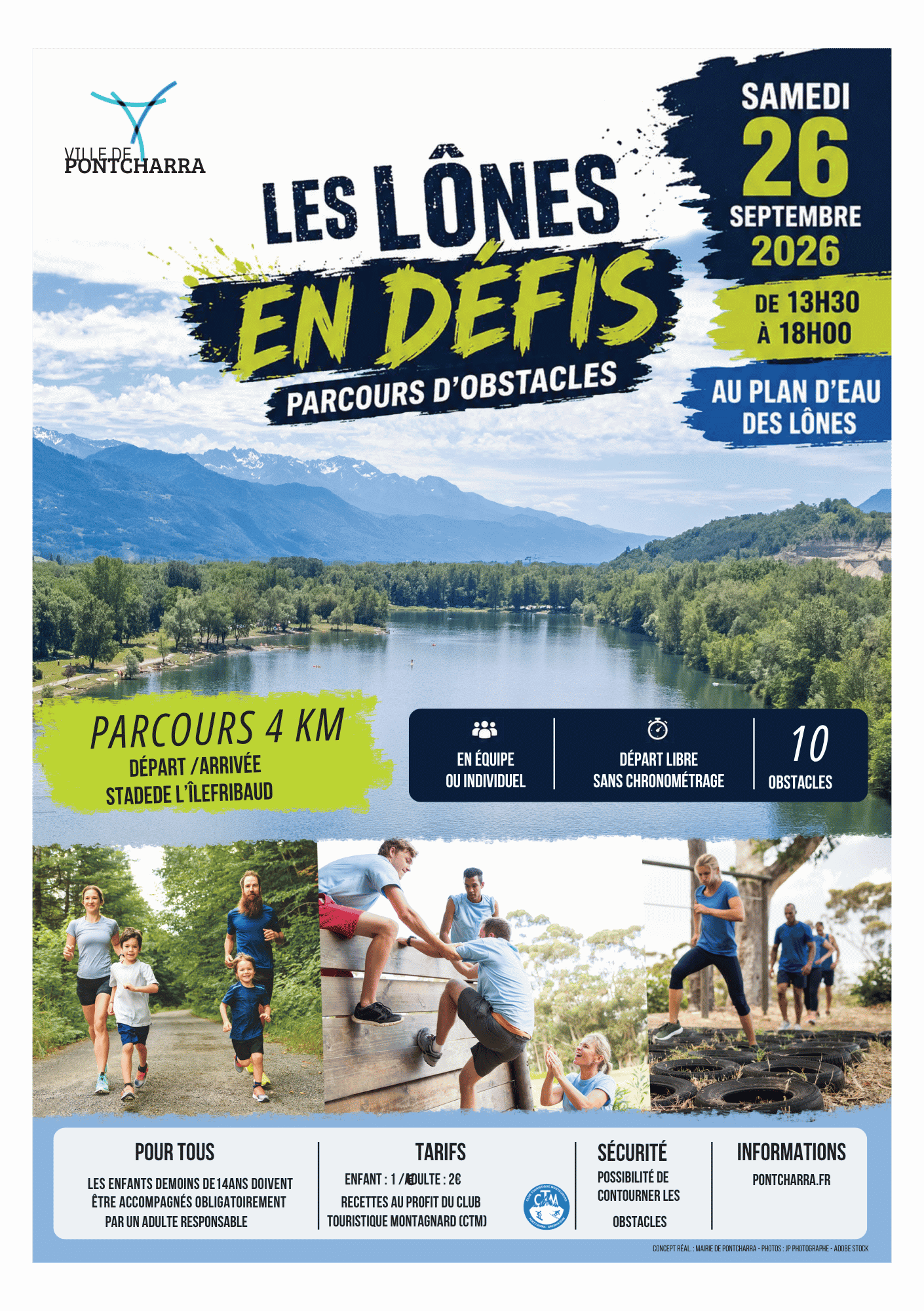 Évènement « Les Lônes en Défis », un parcours d'obstacles festif et convivial organisé au Plan d'eau des Lônes à Pontcharra.