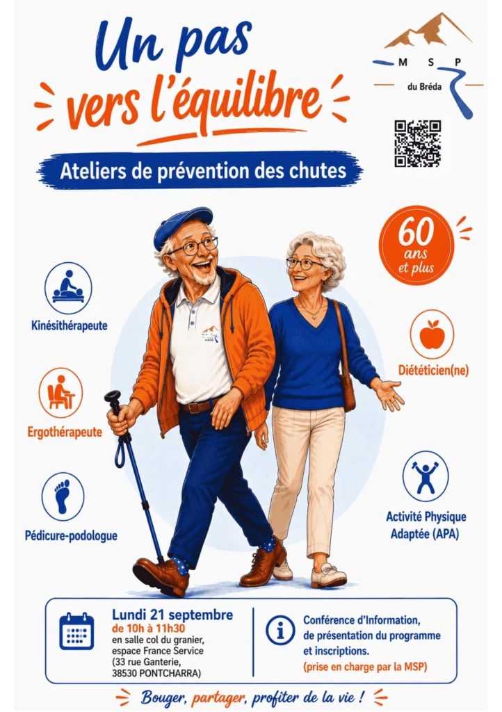 Affiche Un pas vers l'équilibre – ateliers de prévention des chutes pour les 60 ans et plus à Pontcharra