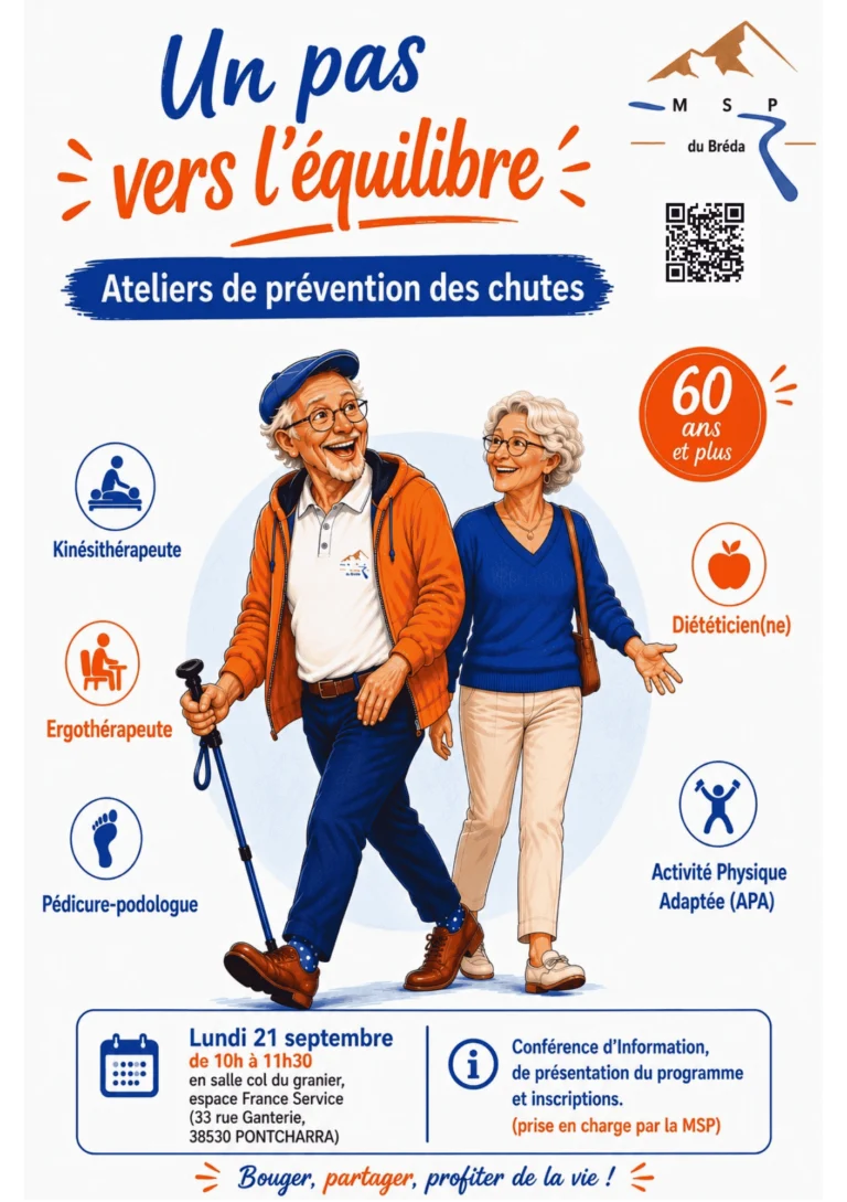 Affiche Un pas vers l'équilibre – ateliers de prévention des chutes pour les 60 ans et plus à Pontcharra