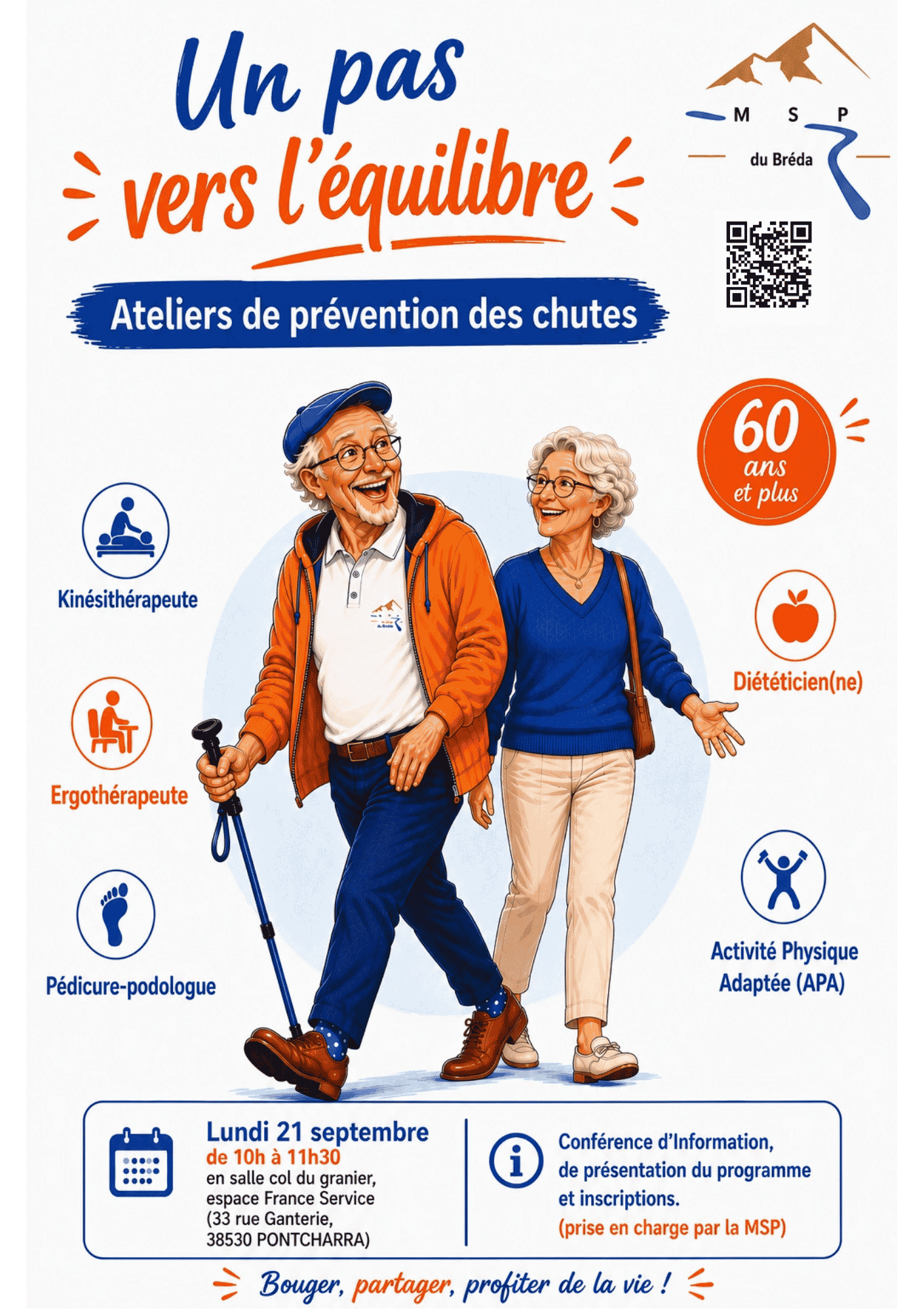Affiche Un pas vers l'équilibre – ateliers de prévention des chutes pour les 60 ans et plus à Pontcharra